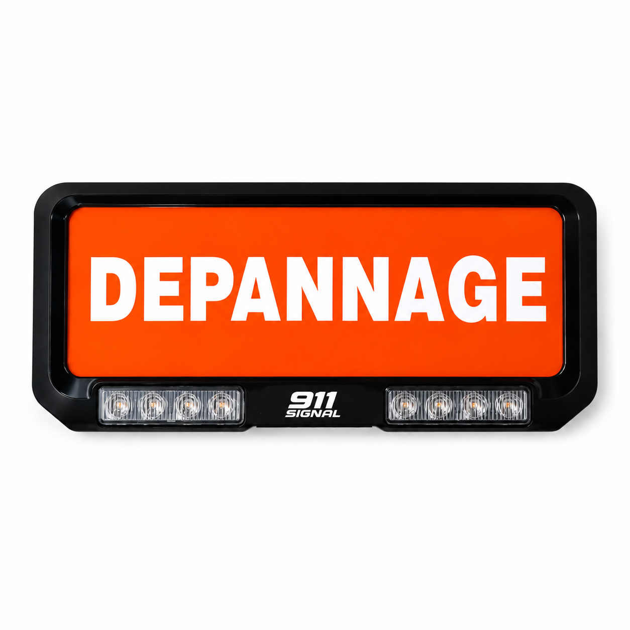 PLAQUE PARE SOLEIL DEPANNAGE LUMINEUX AVEC FEUX FLASH ORANGE
