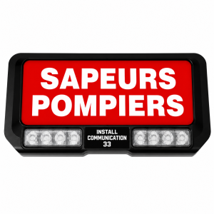 PLAQUE PARE SOLEIL SAPEURS POMPIERS LUMINEUX AVEC FEUX FLASH BLEU