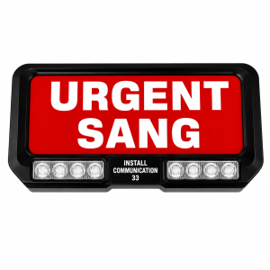 PLAQUE PARE SOLEIL URGENT SANG LUMINEUX AVEC FEUX FLASH BLEU