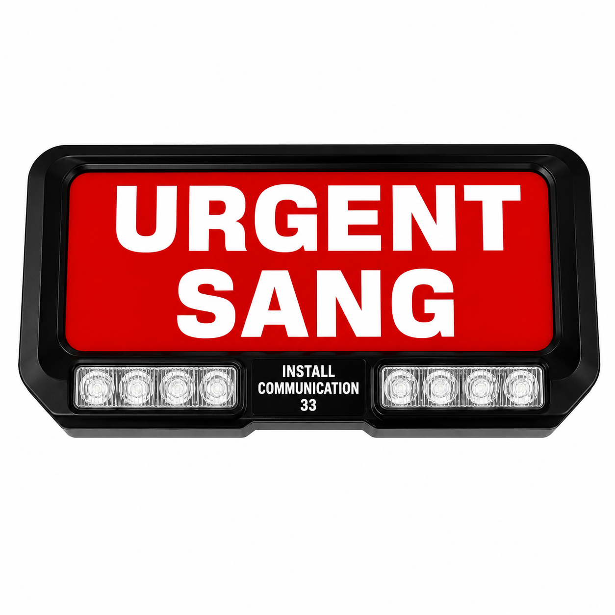 PLAQUE PARE SOLEIL URGENT SANG LUMINEUX AVEC FEUX FLASH BLEU
