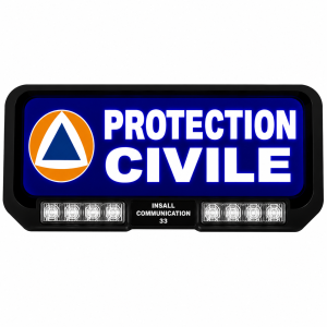 PLAQUE PARE SOLEIL PROTECTION CIVILE LUMINEUX AVEC FEUX FLASH