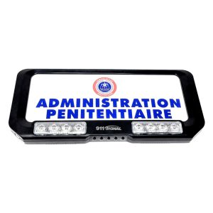 PLAQUE PARE SOLEIL ADMIN PENITENTIAIRE LUMINEUX AVEC FEUX FLASH BLEU