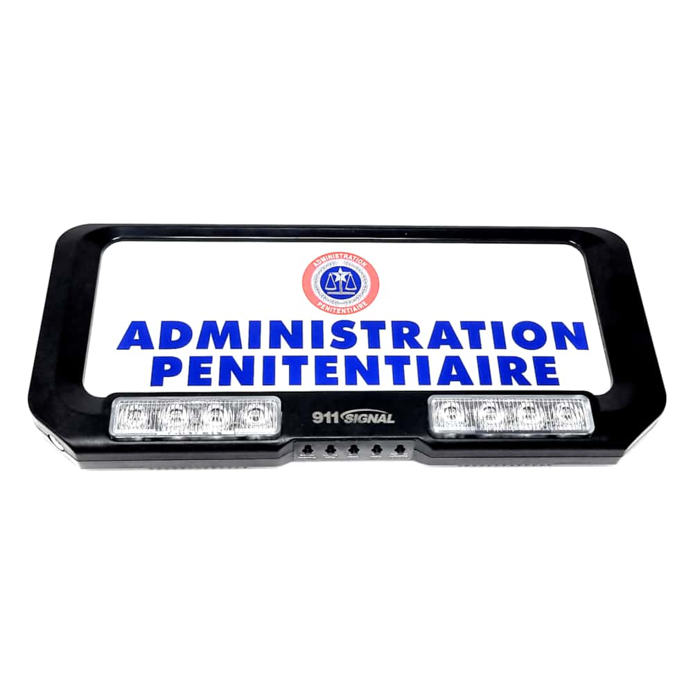 PLAQUE PARE SOLEIL ADMIN PENITENTIAIRE LUMINEUX AVEC FEUX FLASH BLEU