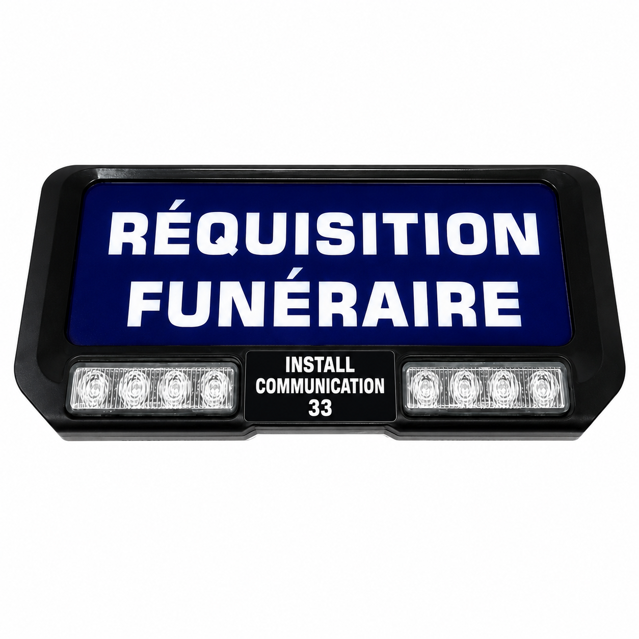 PLAQUE PARE SOLEIL REQUISITION FUNERAIRE LUMINEUX AVEC FEUX FLASH BLEU