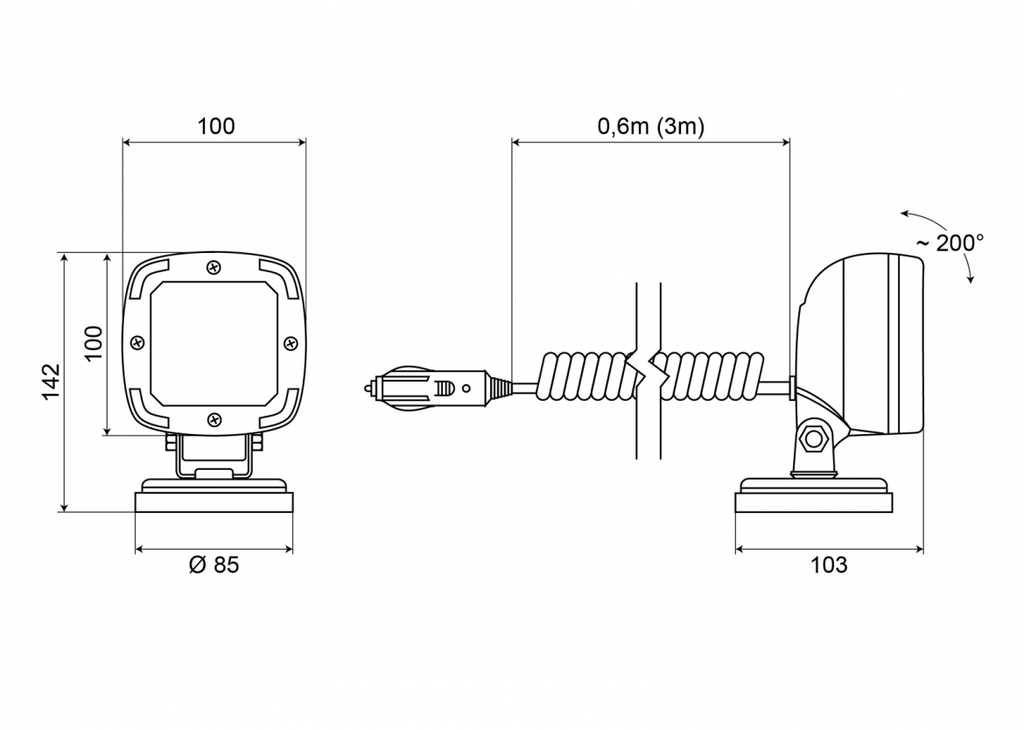 FEU DE TRAVAI LED MAGNETIQUE 12-36 V 1600 LUMEN – Image 2